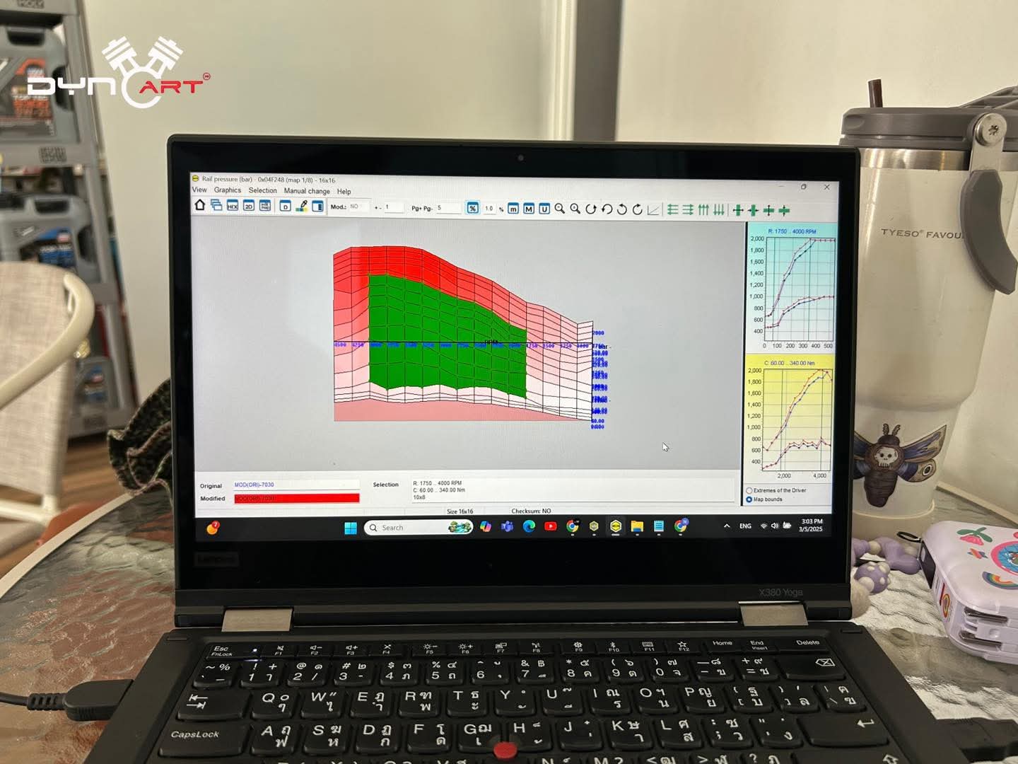 หน้าจอแมพ Rail Pressure ระหว่างรีแมปดีเซล